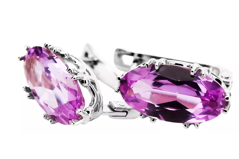 Plata de ley 925 Amatista Pendientes Vintage vec021s